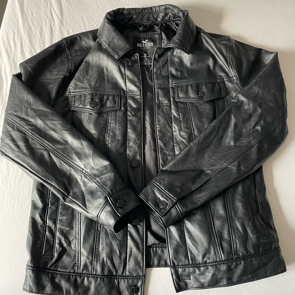 Hollister Womens Black Leather Jacket